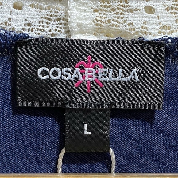 COSABELLA lace trim flirty sleep robe NAVY/MOON L - Picture 3 of 13